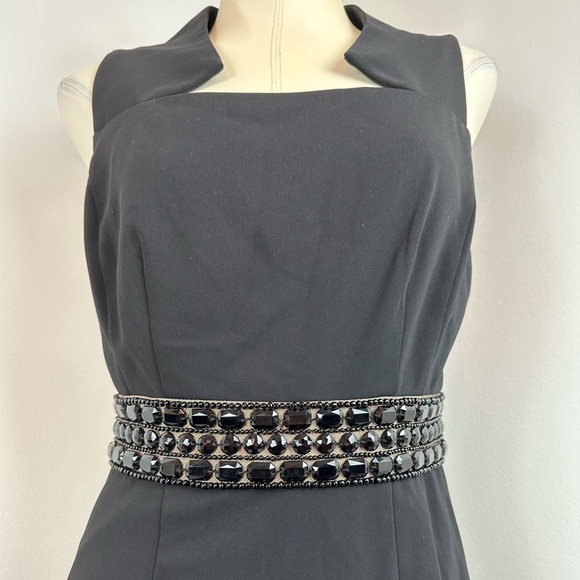DONNA RICCO Sleeveless Black Dress Embellished Waist | Size 4 - Picture 4 of 12